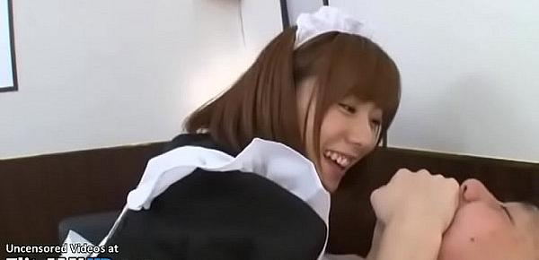  Japanese busty maid satisfies stressed boss